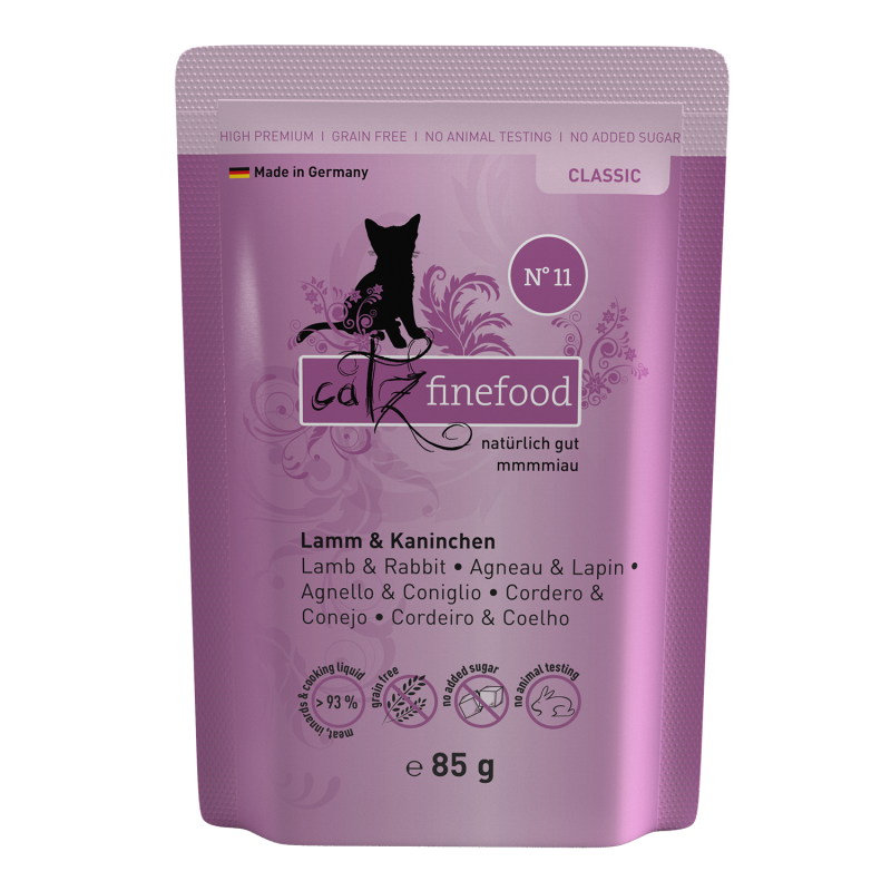 Classic N° 11 blautmatur fyrir ketti | Lamb og kanína 85g - Móri