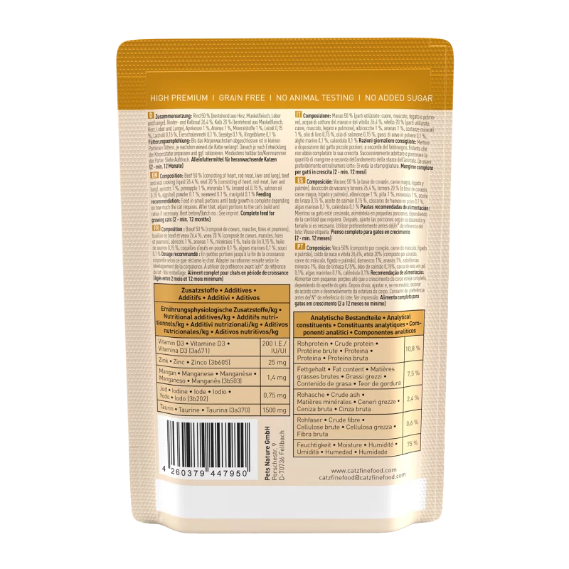 Classic Kitten N° 07 blautmatur fyrir kettlinga | Nauta og kálfakjöt 85g - Móri