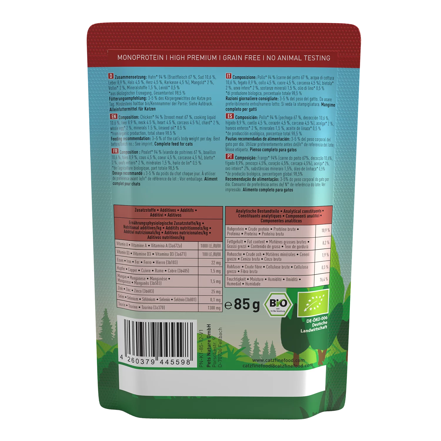 Bio N° 503 blautmatur fyrir ketti | Kjúklingur 85gr - Móri
