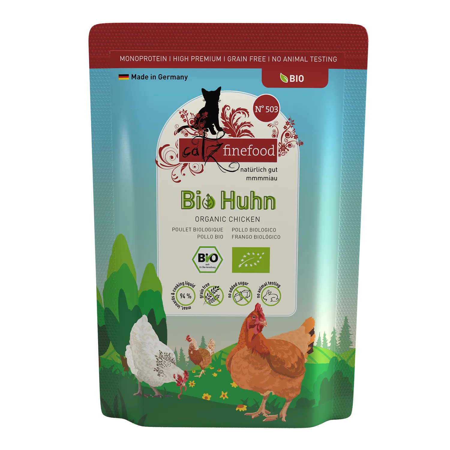 Bio N° 503 blautmatur fyrir ketti | Kjúklingur 85gr - Móri