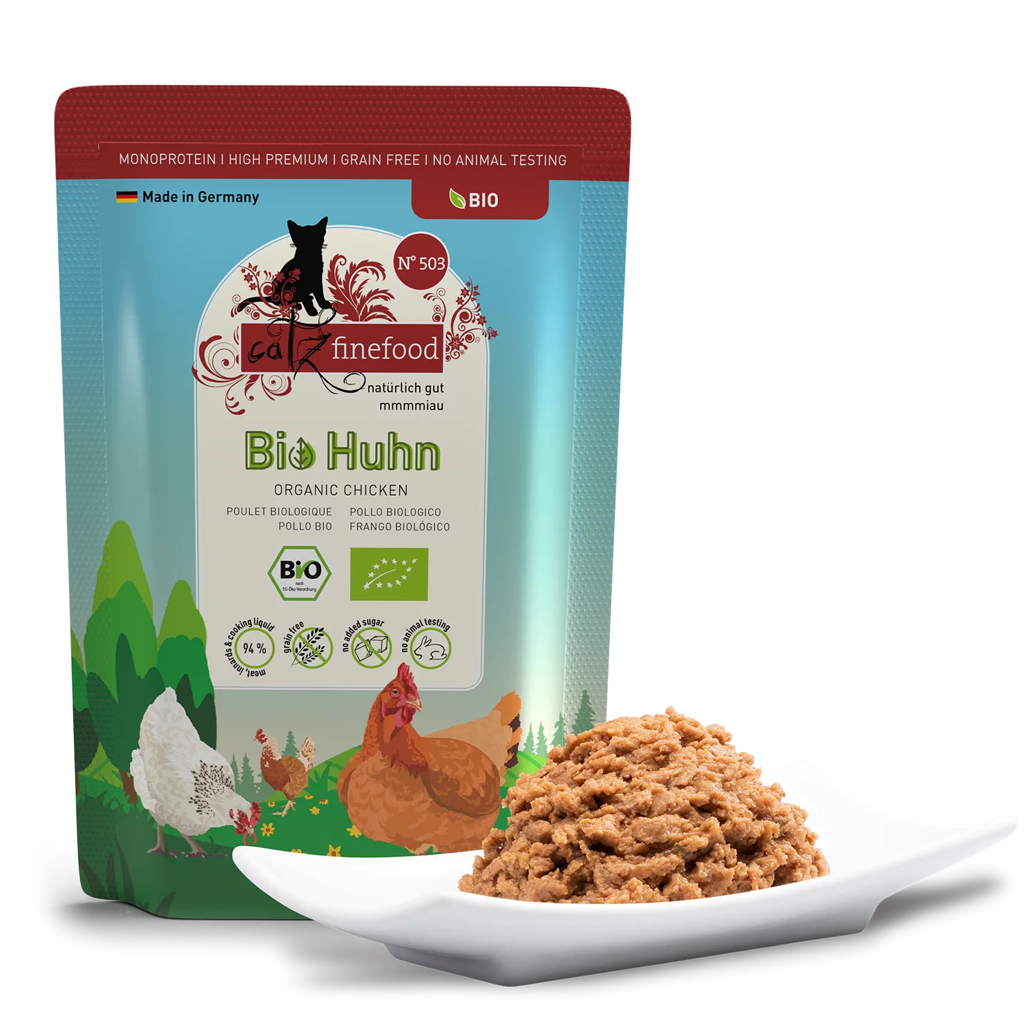 Bio N° 503 blautmatur fyrir ketti | Kjúklingur 85gr - Móri
