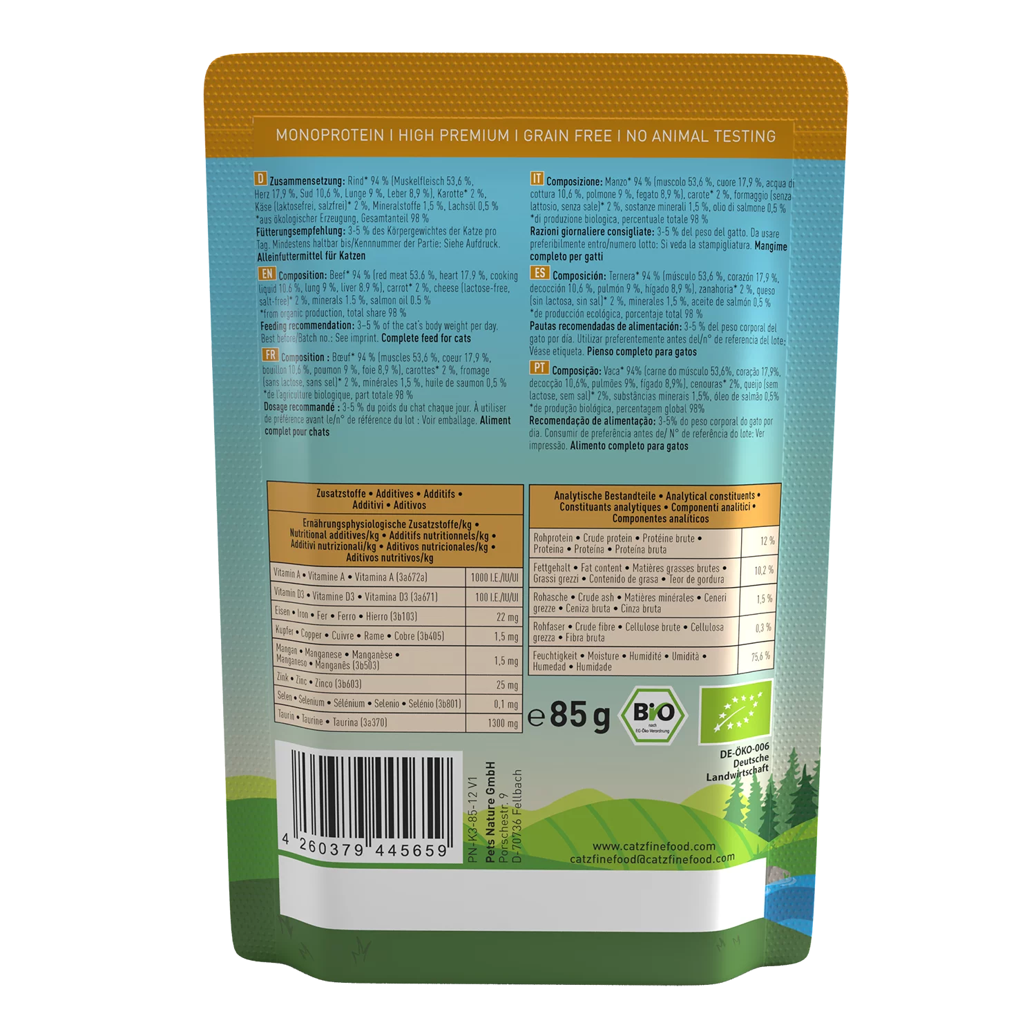Bio N° 507 blautmatur fyrir ketti | Naut 85gr - Móri