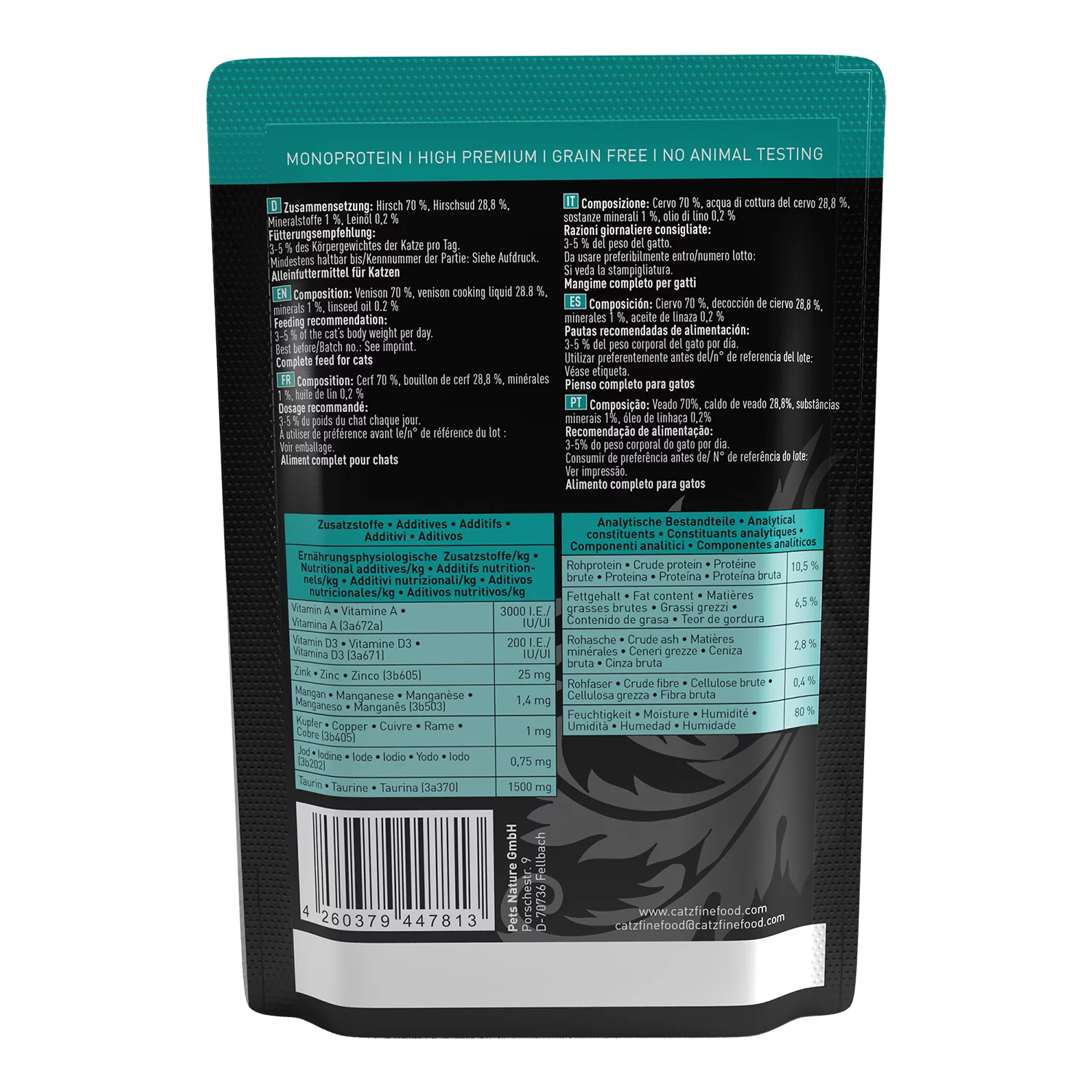 Purrrr N° 121 blautmatur fyrir ketti | Dádýr 80gr - Móri