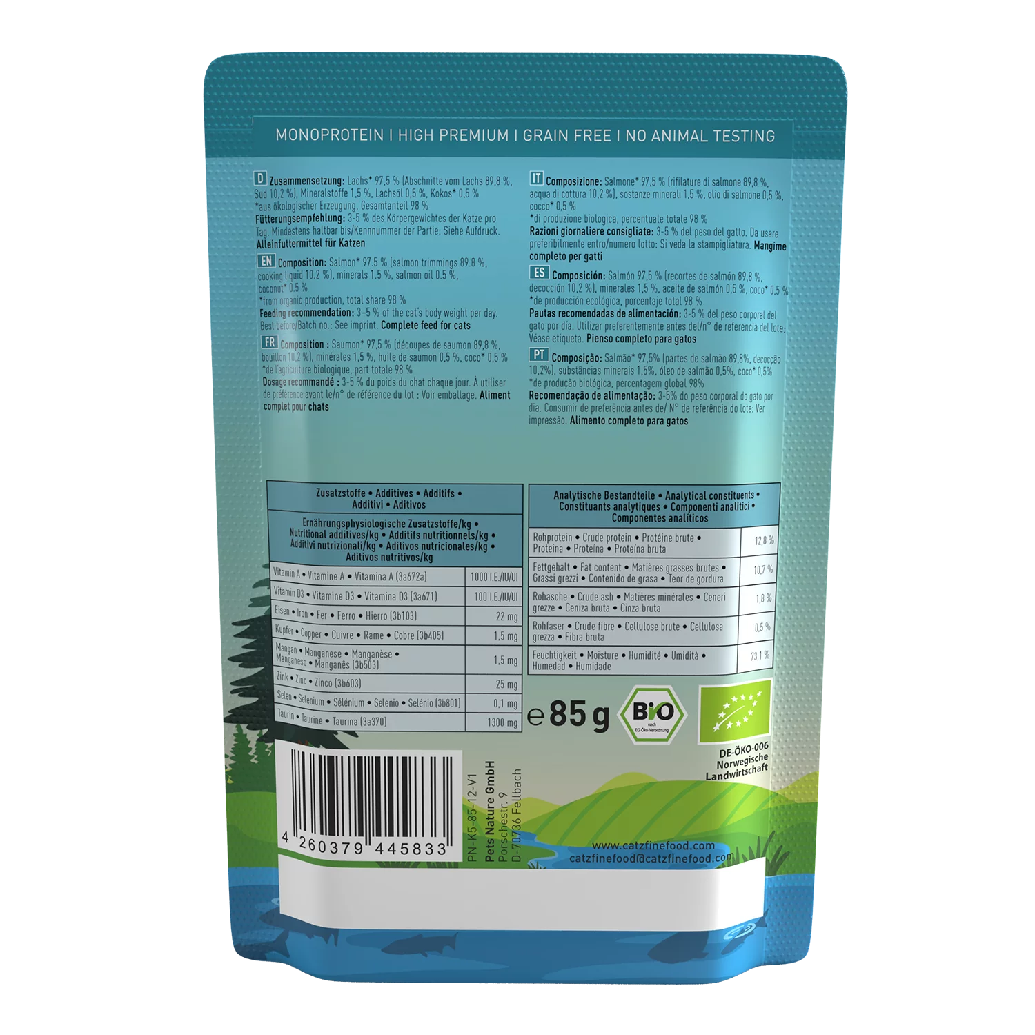 Bio N° 513 blautmatur fyrir ketti | Lax 85gr - Móri