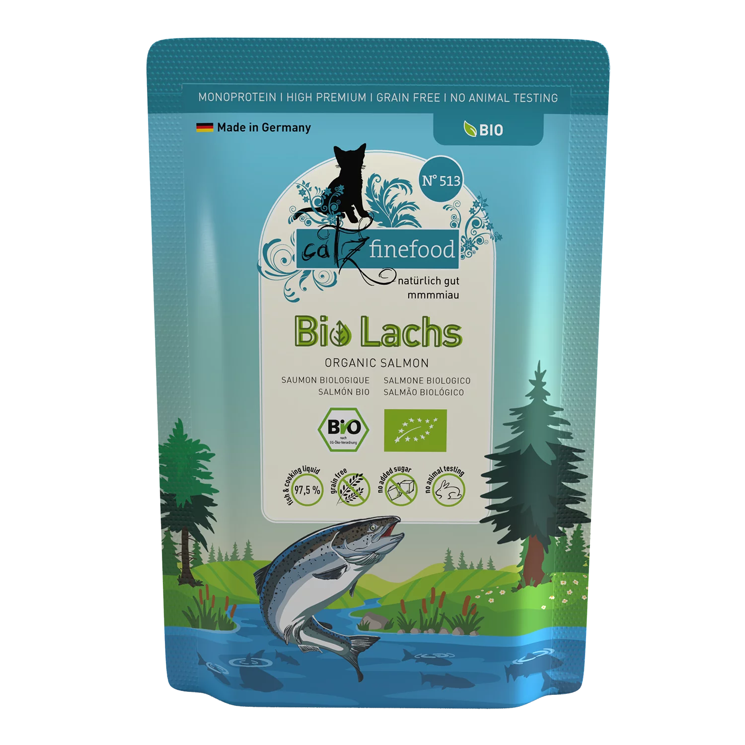 Bio N° 513 blautmatur fyrir ketti | Lax 85gr - Móri