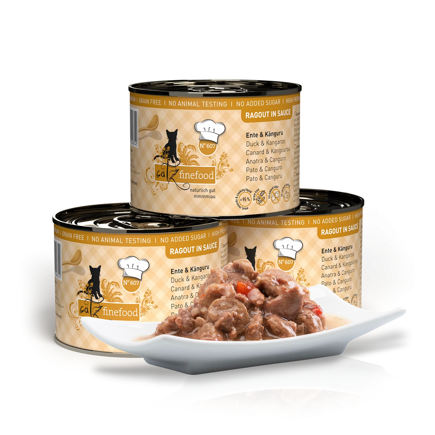 Ragú í sósu N° 607 blautmatur fyrir ketti | Önd og kengúra 190gr - Móri