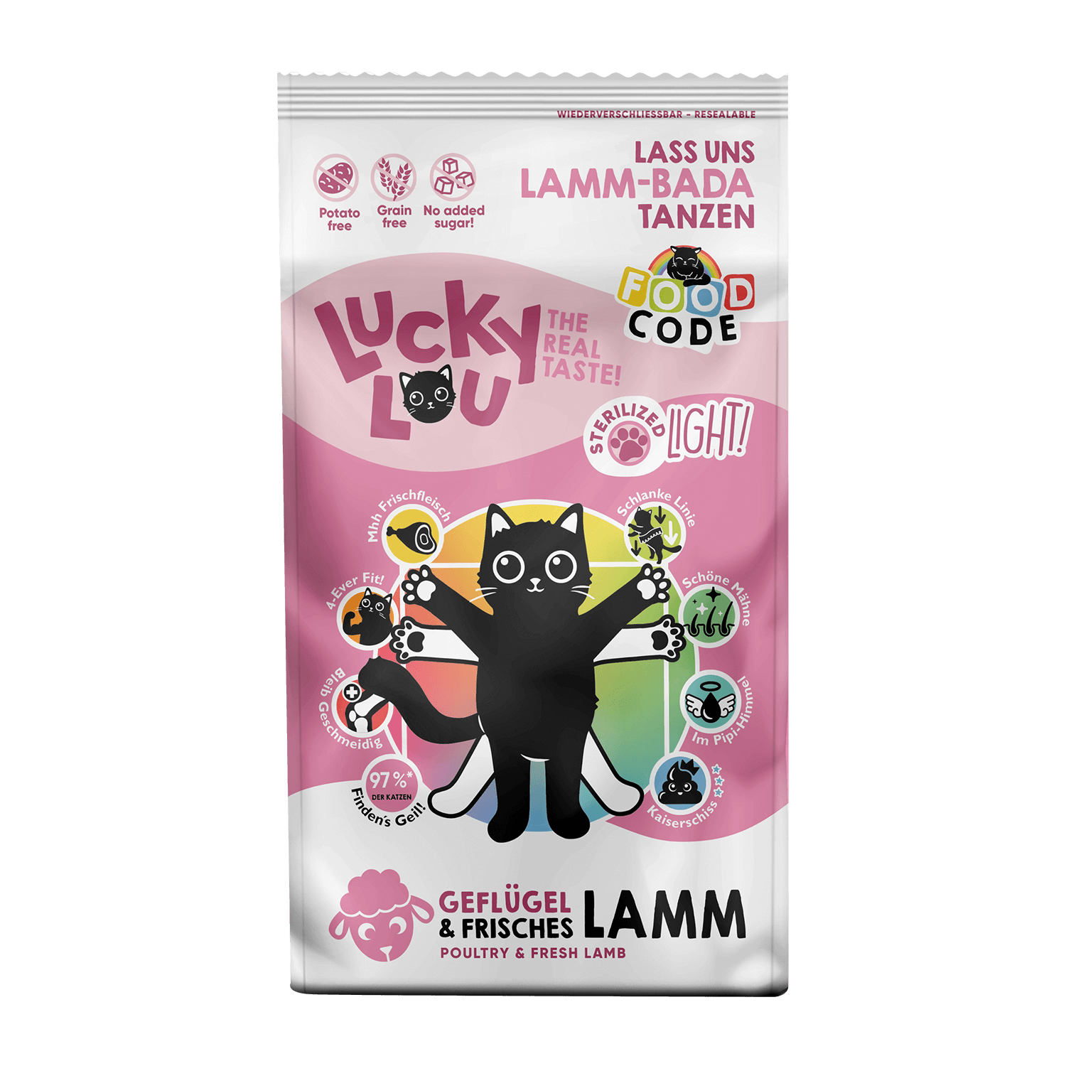 Food Code Light þurrmatur fyrir ketti | Fugla og lambakjöt - Móri