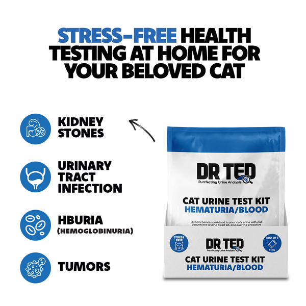 Cat Urine Test Kit Hematuria / Blood Detector - Próf sem greinir þvagfærasýkingu og þvagblöðru vandamál - Móri