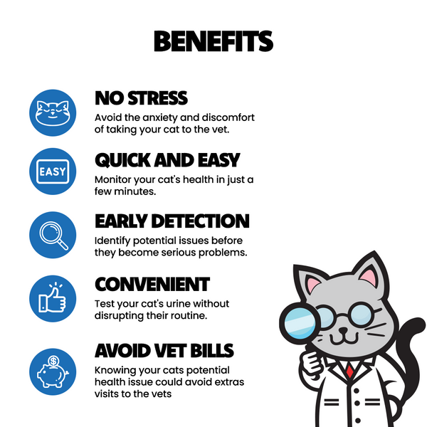 Cat Urine Test Kit Hematuria / Blood Detector - Próf sem greinir þvagfærasýkingu og þvagblöðru vandamál - Móri