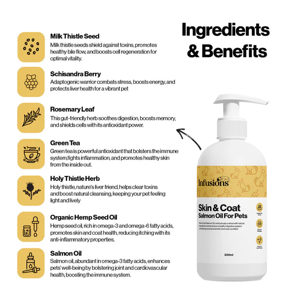 Skin and coat Hemp Oil (300ml) | Hampolía fyrir feld og húð hunda og katta - Móri