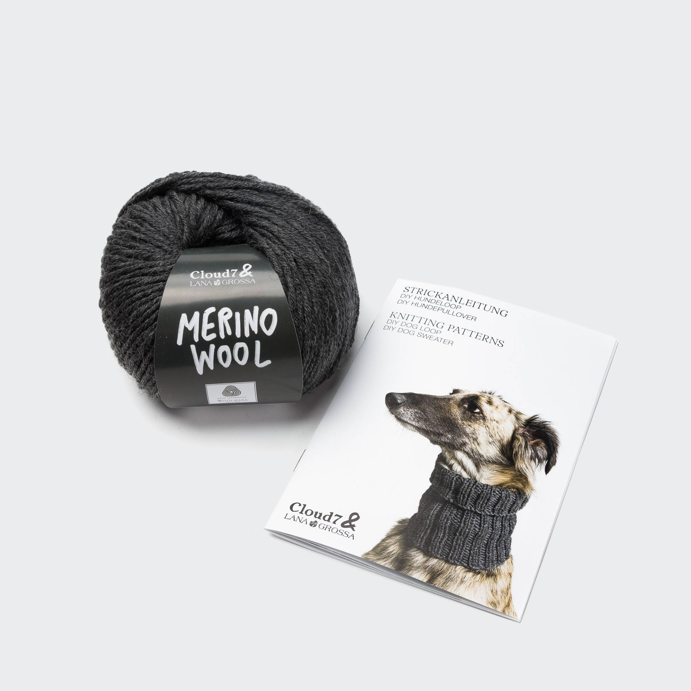 Prjónasett - Hálskragi fyrir hunda - Steingrár - Móri