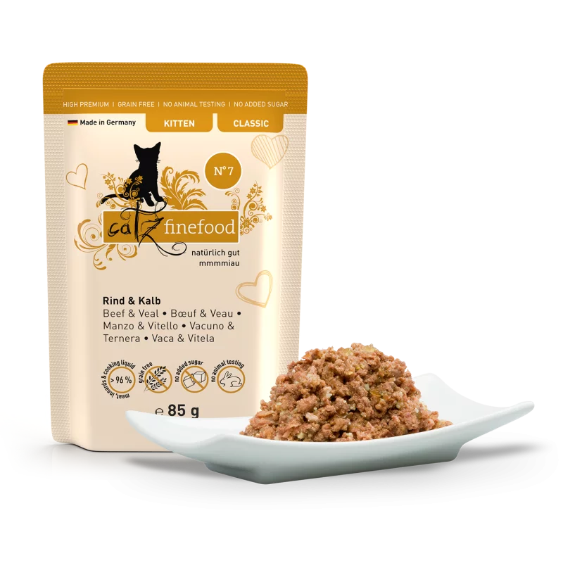 Classic Kitten N° 07 blautmatur fyrir kettlinga | Nauta og kálfakjöt 85g - Móri