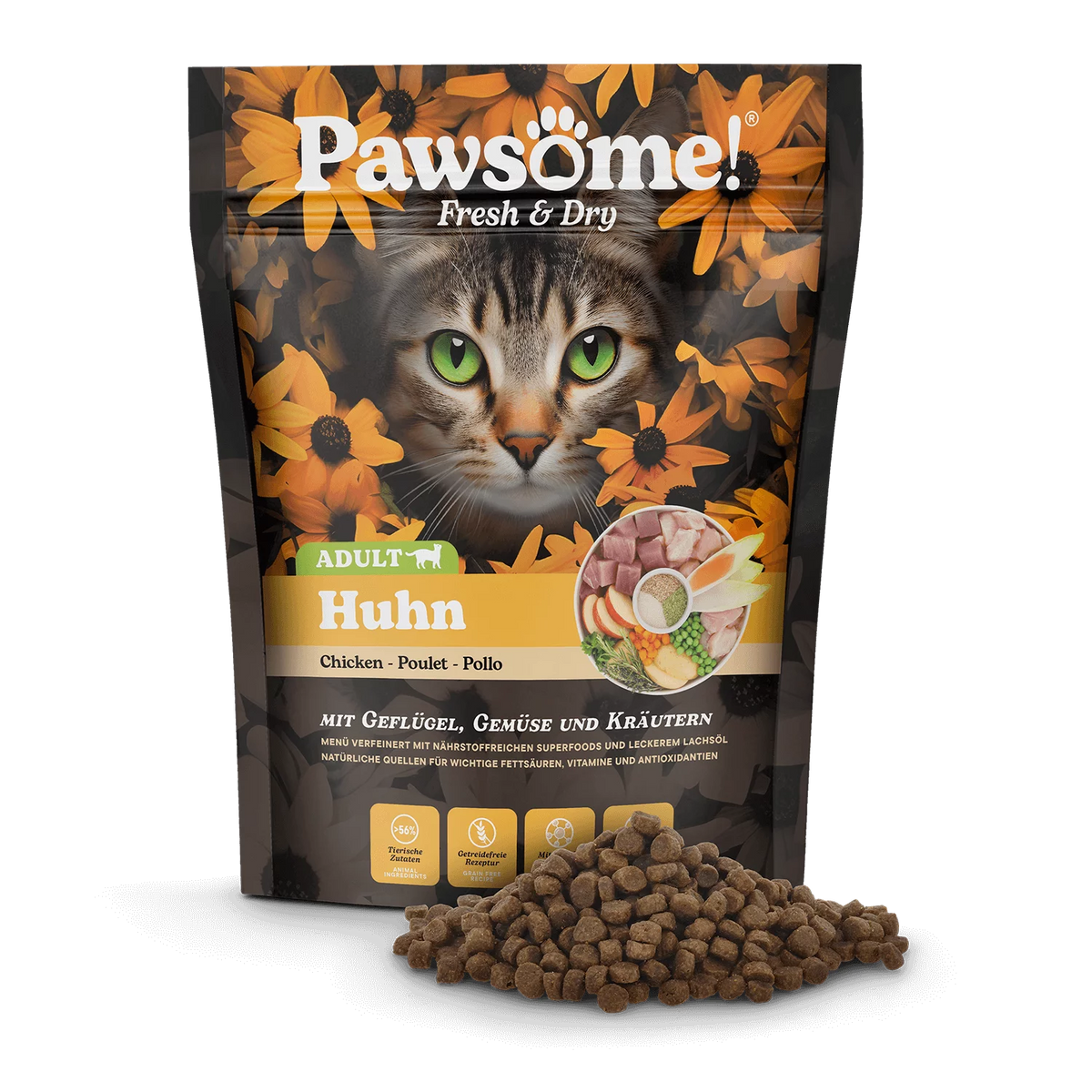 Pawsome Fresh & Dry þurrmatur fyrir ketti | Kjúklingur 750g
