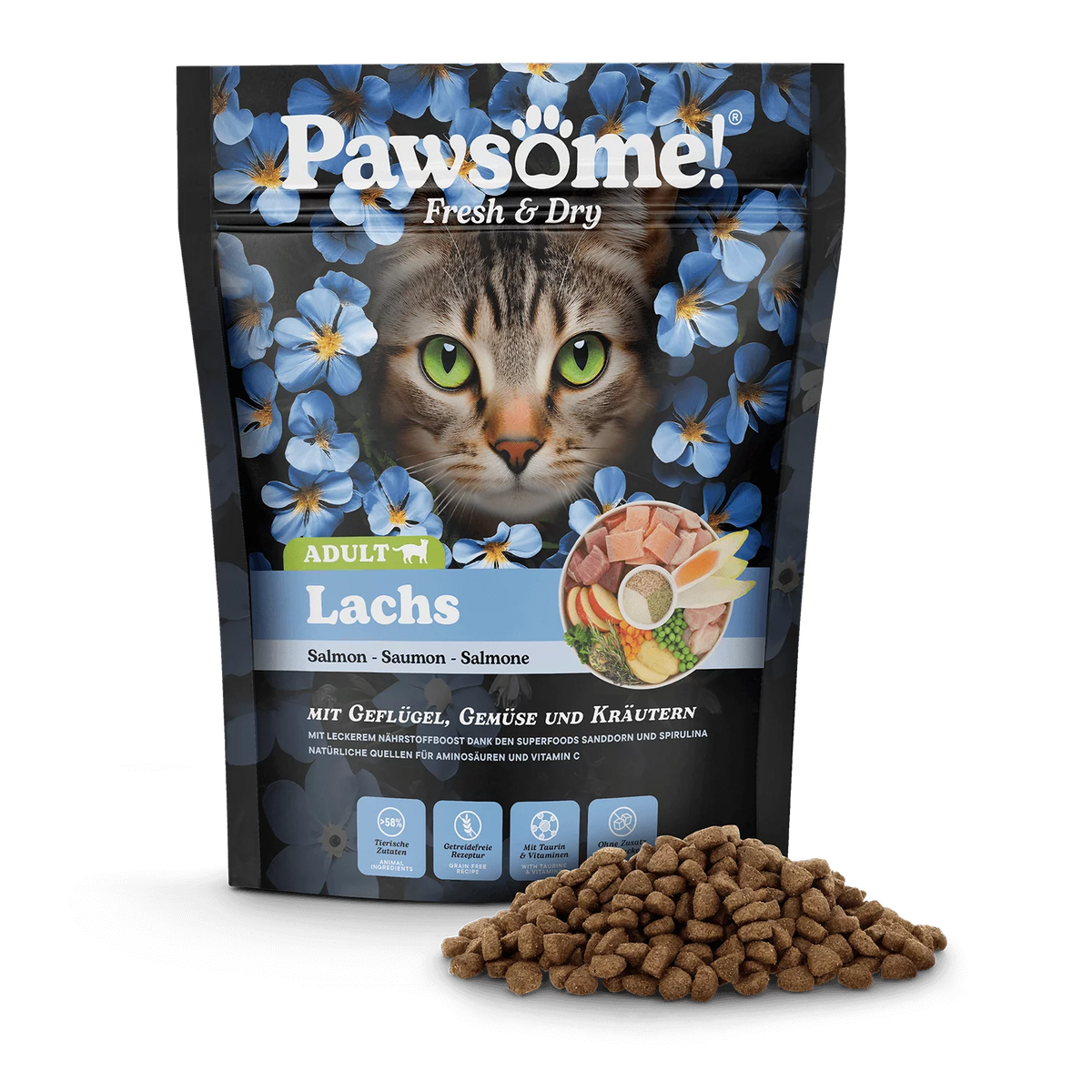 Pawsome Fresh & Dry þurrmatur fyrir ketti | Lax 750g