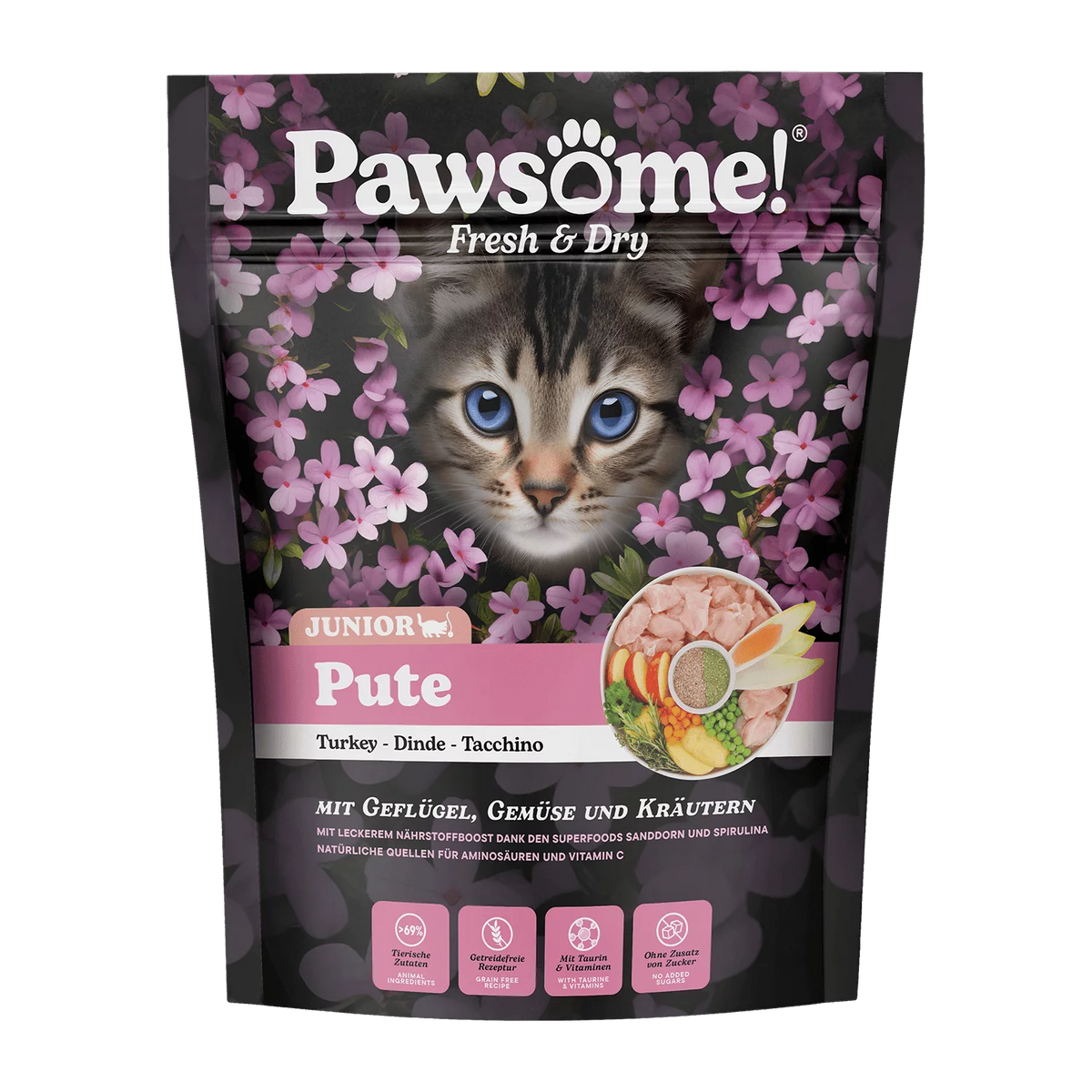 Pawsome Fresh & Dry þurrmatur fyrir kettlinga | Kalkúnn 750g