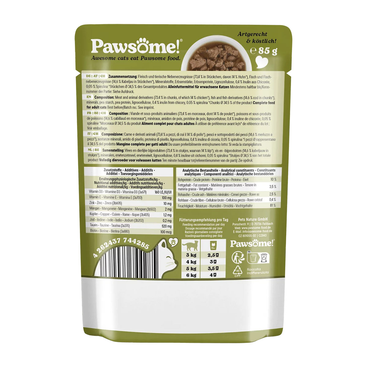 Pawsome blautmatur fyrir ketti | Þorskur 85g