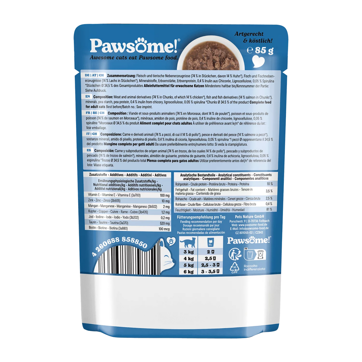 Pawsome blautmatur fyrir ketti | Lax 85g