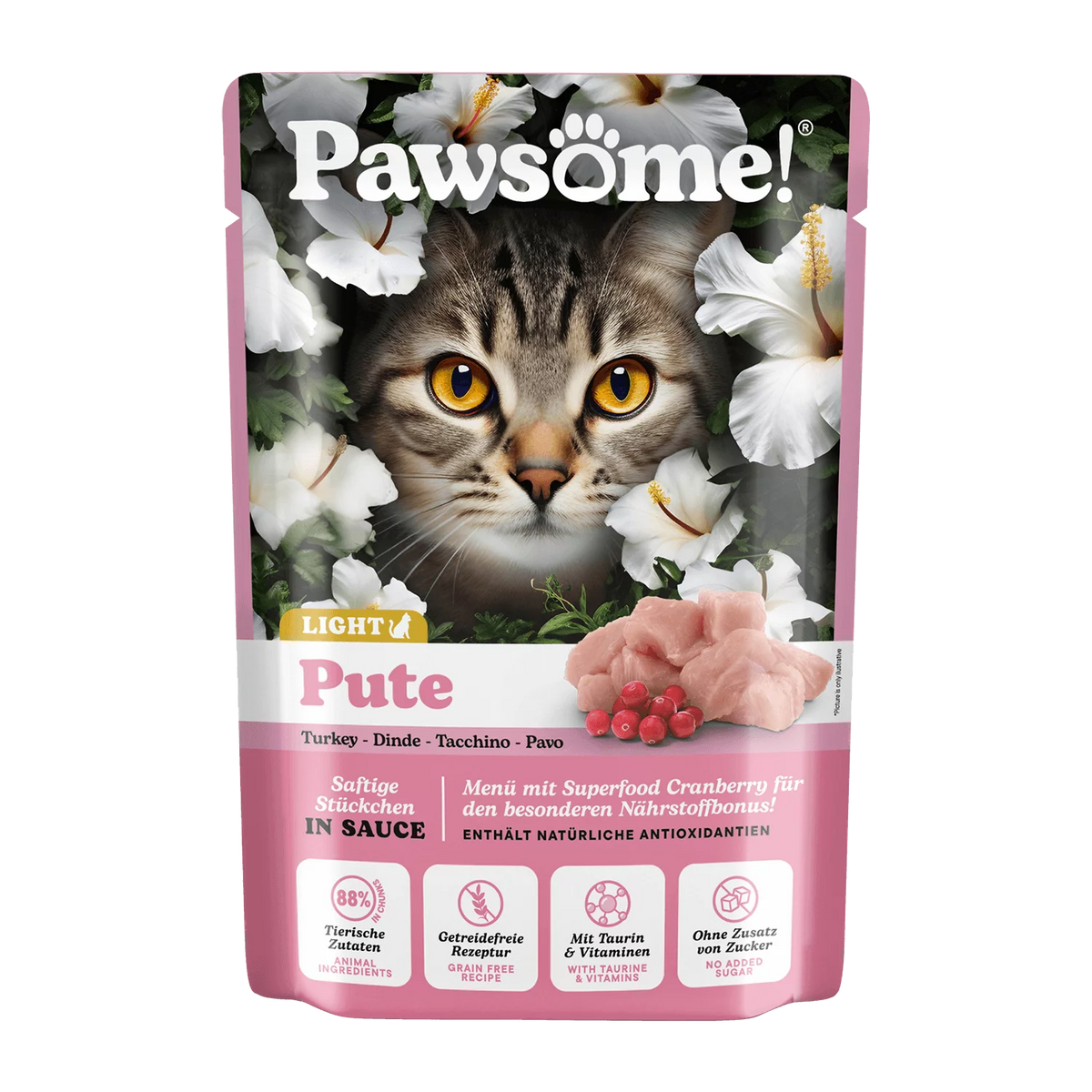 Pawsome Light blautmatur fyrir ketti | Kalkúnn 85g
