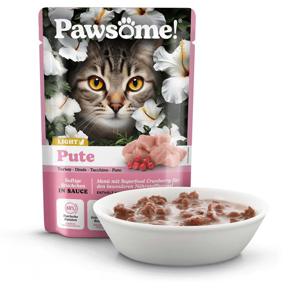 Pawsome Light blautmatur fyrir ketti | Kalkúnn 85g