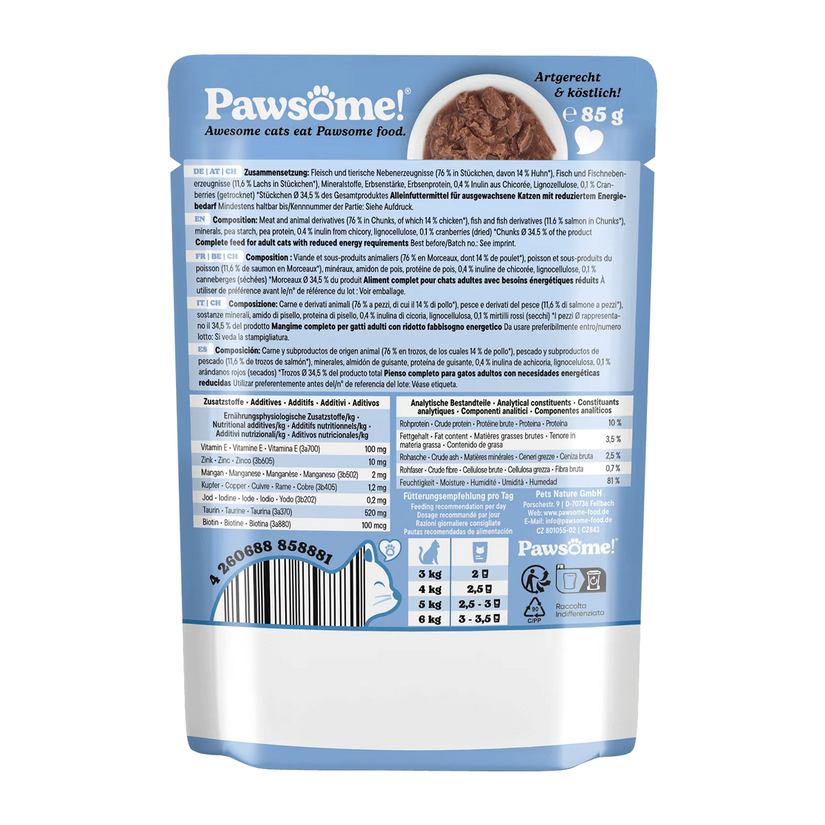 Pawsome Light blautmatur fyrir ketti | Lax 85g