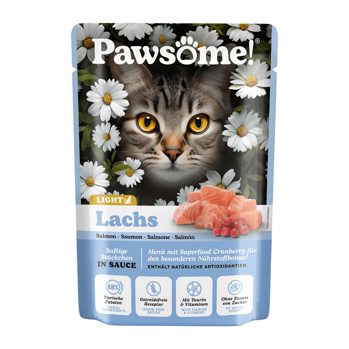 Pawsome Light blautmatur fyrir ketti | Lax 85g