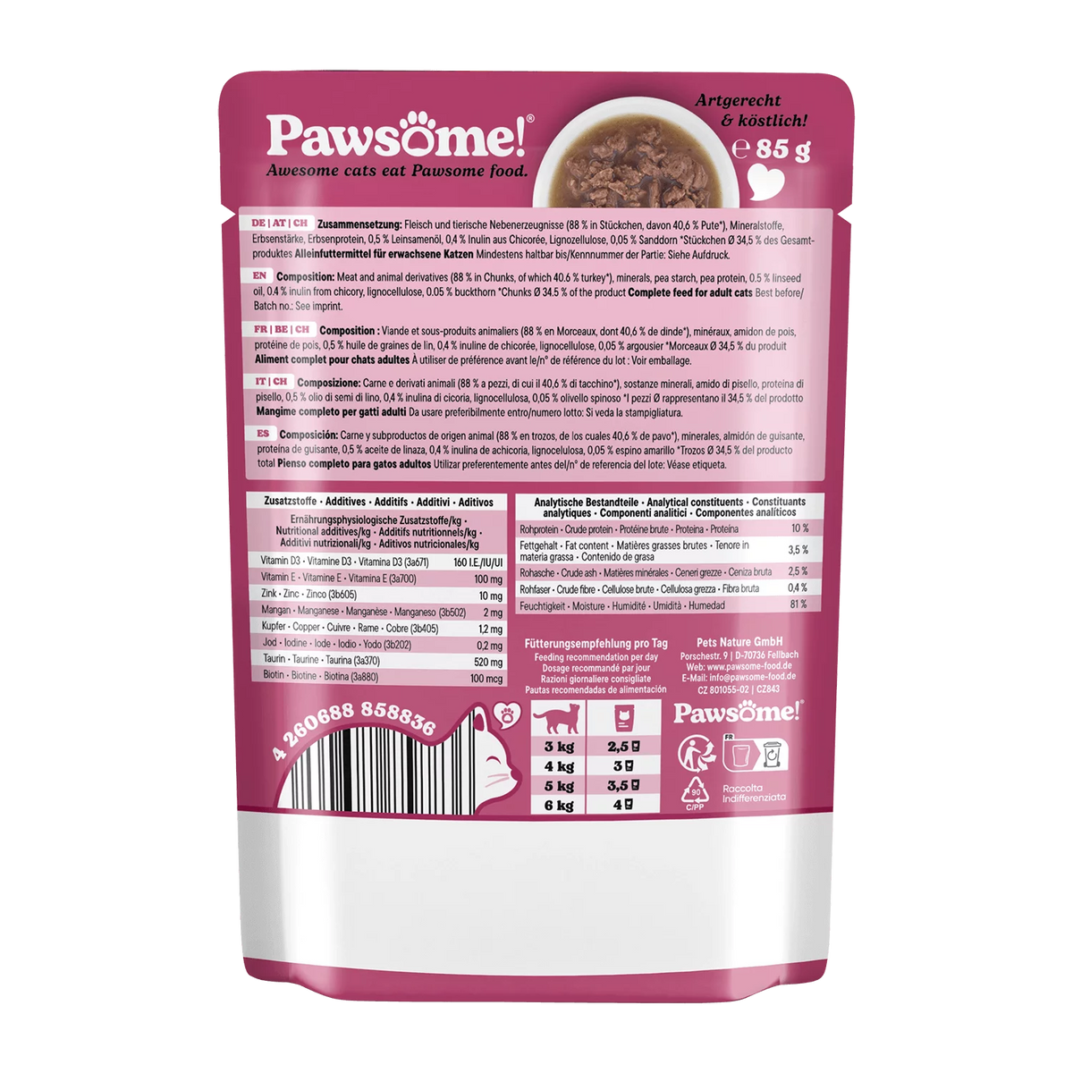 Pawsome blautmatur fyrir ketti | Kalkúnn 85g
