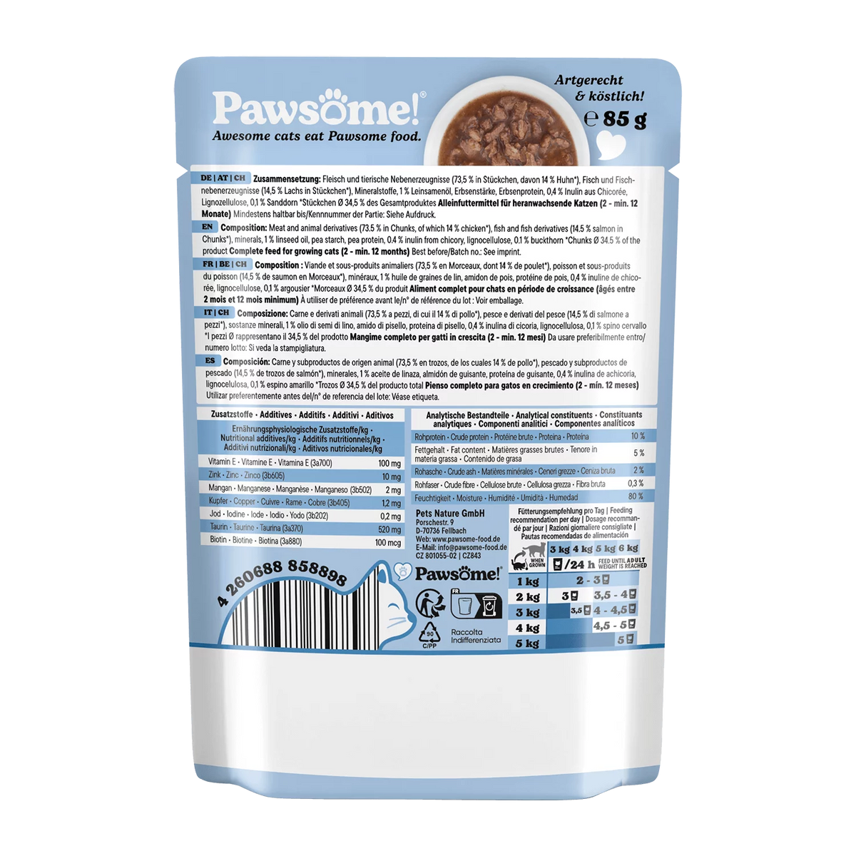 Pawsome blautmatur fyrir kettlinga | Lax 85g