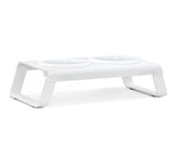 Desco table with porcelain bowls for cats - White