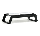 Desco table with porcelain bowls for cats - Black