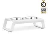 Desco table with bowls for cats - White